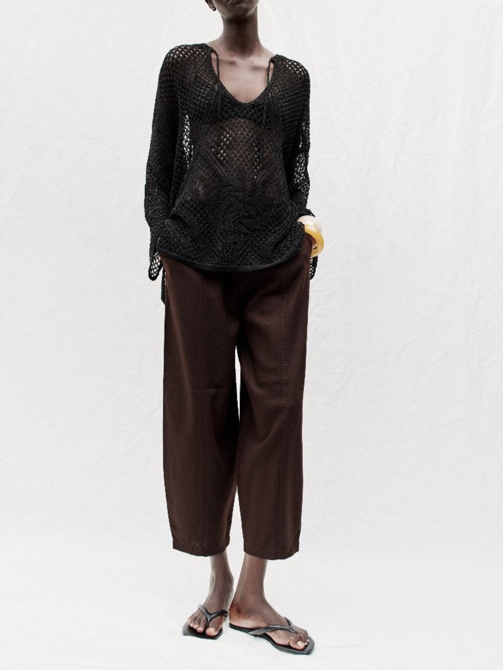 Zara Linen Barrel Pants
